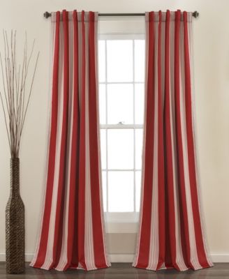 Lush Decor Julia Stripe Light Filtering Window Curtain Panels Pair 52"W x 84"L Red - Striped Curtains for Bedroom - Living Room Curtains