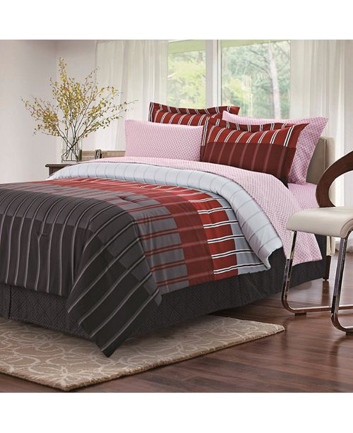 Brown Grey Ombre Stripe 8 Piece Bed In Bag Full Reviews Bed