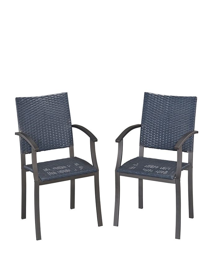 Home Styles - Stone Veneer synthetic-weave Arm Chairs Pair