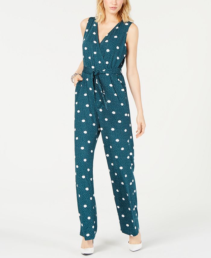 NY Collection - Petite Printed Belted Jumpsuit
