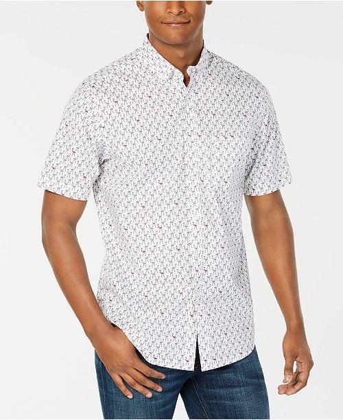 Men S Flamingo Print Short Sleeve Shirt Created For Macy S
