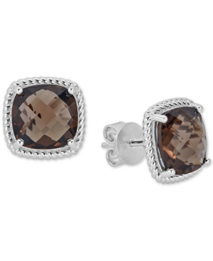 image of Light Amethyst Rope Frame Stud Earrings (6 ct. t.w.) in Sterling Silver (Also in Smoky Quartz, Blue Topaz, Dark Amethyst)