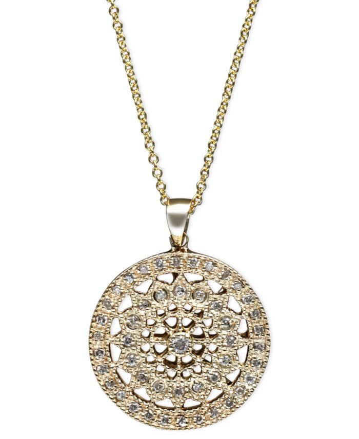 EFFY Collection EFFY® Diamond Disc Pendant Necklace (1/4 ct. t.w.) in 14k