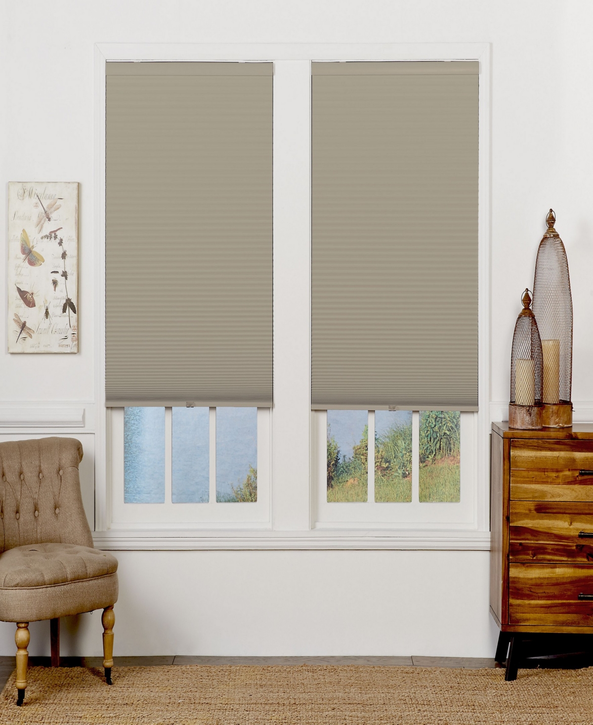 Cordless Blackout Cellular Shade, 27.5" x 48" - Tan-white