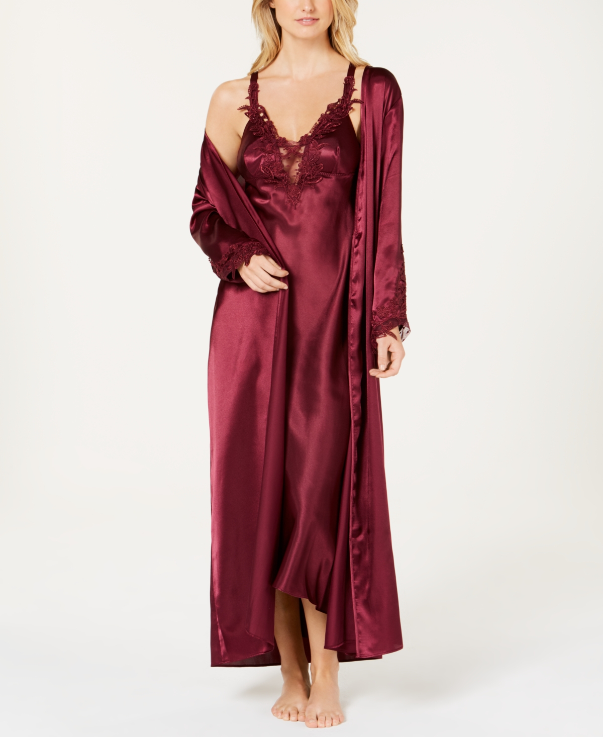 Flora by Flora Nikrooz Stella Satin Venise Trim Robe