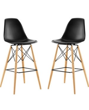 Modway Pyramid Dining Side Bar Stool Set Of 2 In Black