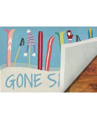 Liora Manne Front Porch Indoor/Outdoor Gone Skiing Blue 2'6" x 4' Area Rug