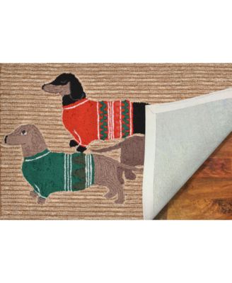 Liora Manne Front Porch Indoor/Outdoor Holiday Hounds Neutral 2' x 3' Area Rug