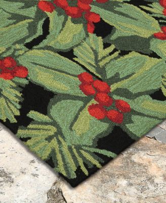 Liora Manne Front Porch Indoor/Outdoor Hollyberries Black 2' x 3' Area Rug