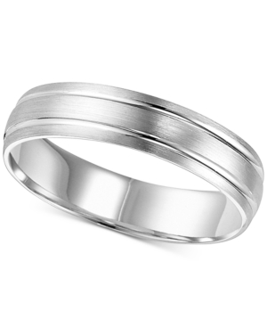 image of Satin Round-Edged Wedding Band in 14k White Gold
