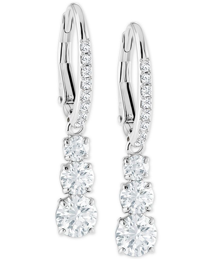 Swarovski Silver Tone Crystal Drop Earrings Macy s
