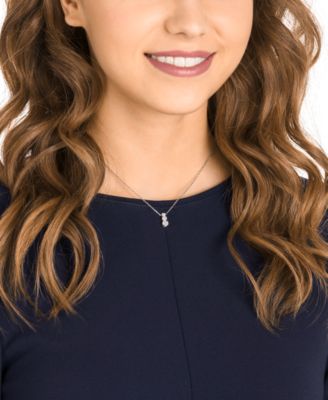 Silver-Tone Triple-Crystal Pendant Necklace, 14-4/5" + 2" extender