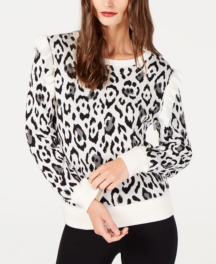 Rachel Zoe Rachel Zoe Ruffle Shoulder Leopard Print Sweater Macy s
