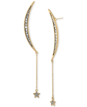 image of Rachel Rachel Roy Gold-Tone Pave Crescent & Star Linear Drop Earrings