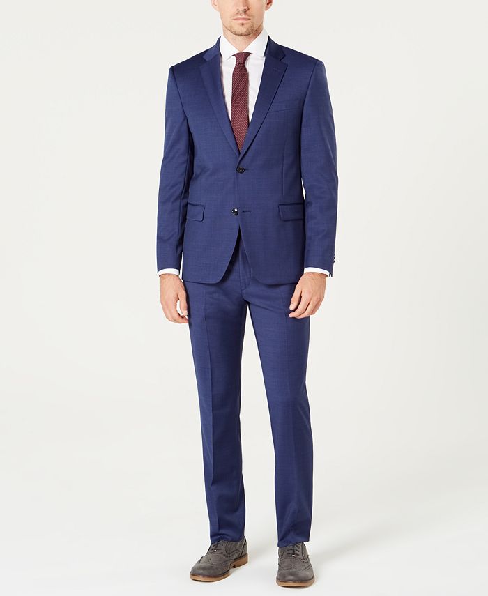 Tommy Men's Modern-Fit TH Flex Stretch Blue Wool Suit Macy's
