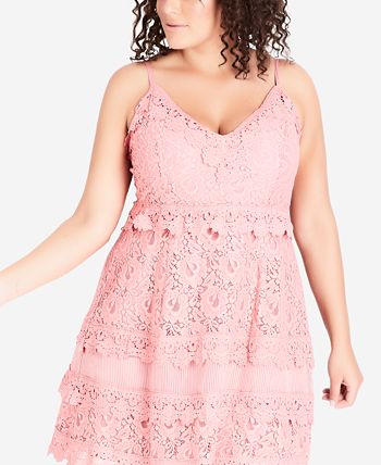 City Chic Trendy Plus Size Tiered Lace Dress Macy s