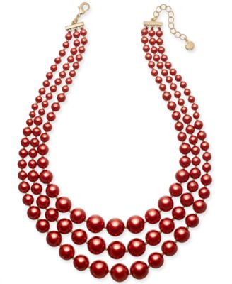 Charter Club - Imitation Pearl Three-Row Collar Necklace