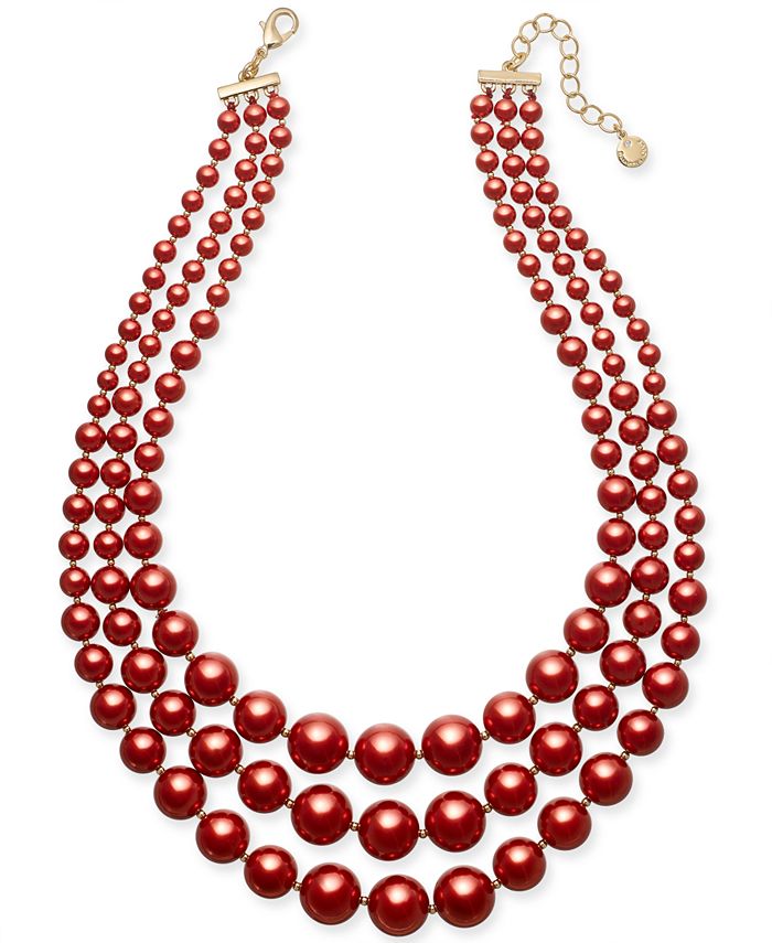 Charter Club - Imitation Pearl Three-Row Collar Necklace