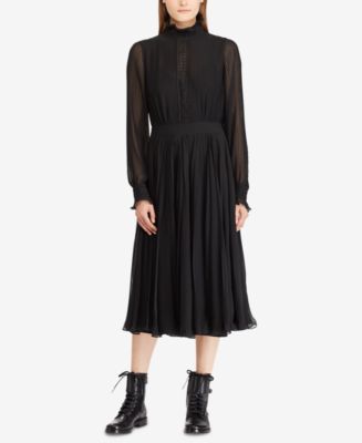 Polo Ralph Lauren Pleated Georgette Dress - Macy's