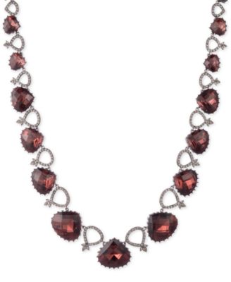 Jenny Packham - Hematite-Tone Pav&eacute; & Stone Collar Necklace, 16" + 2" extender