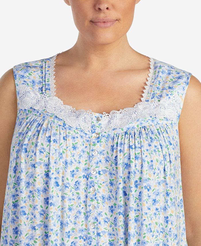 Eileen West Plus Size LaceTrimmed Printed Knit Nightgown Macy's
