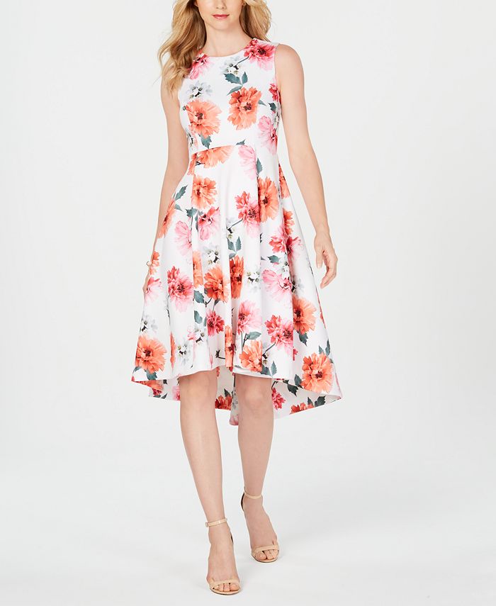 Calvin Klein Floral High-Low Midi Dress & Reviews - Dresses - Women - Macy's
