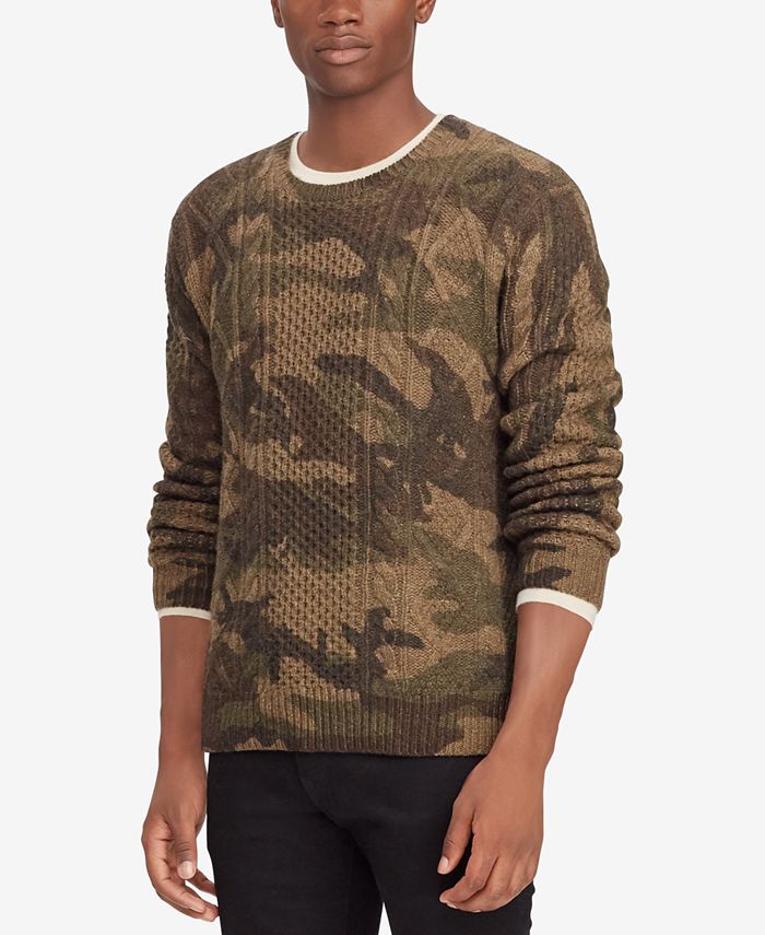 Polo Ralph Lauren Men's Camouflage Cable-Knit Sweater & Reviews - Sweaters  - Men - Macy's