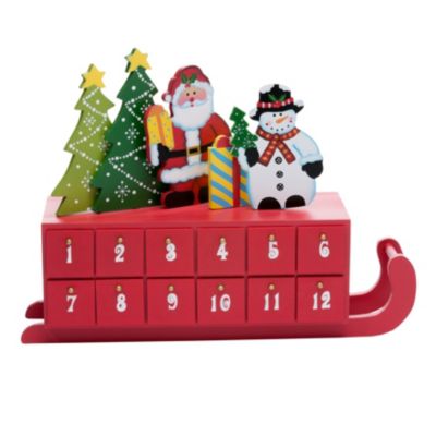 Kurt Adler - 14 Inch Wooden Sleigh Shaped Advent Calendar