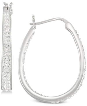 image of Simone I. Smith Crystal Oval Hoop Earrings in 18K Yellow Gold Over Silver or Sterling Silver