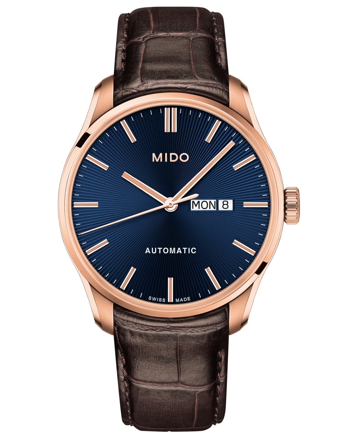 Shop Mido Men's Swiss Automatic Belluna Ii Brown Leather Strap Watch 42.5mm