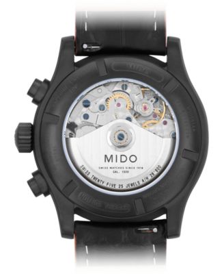 Men's Swiss Automatic Multifort Orange Leather & Interchangeable Black Leather Strap Watch 44mm