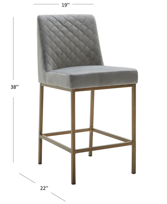 Furniture - Cambridge Velvet Stool, 4-Pc. Set (4 Grey Counter Stools)