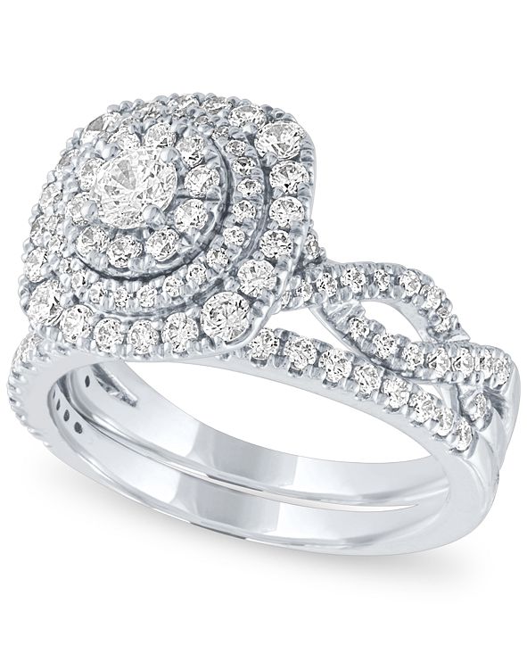 Macy�s Diamond Halo Bridal Set (1 1/4 ct. t.w.) in 14k