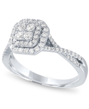 image of Diamond Halo Cluster Ring (1/2 ct. t.w.) in 14k White Gold