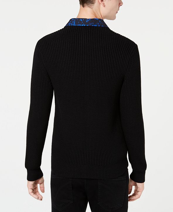 Michael Kors Men's Quilted FullZip Mixed Media Sweater & Reviews