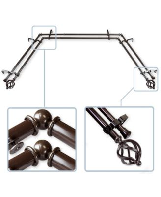 Rod Desyne - Twist 0.8125" Bay Window Double curtain rod  20" - 36" - 38" - 72"