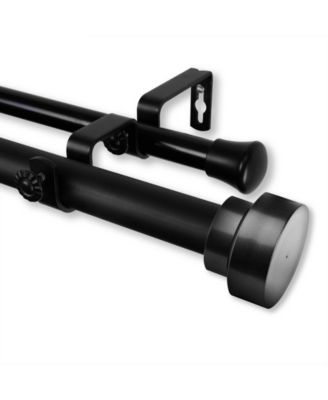 Rod Desyne - Bonnet Double Curtain Rod 1" OD 120-170 inch - Black