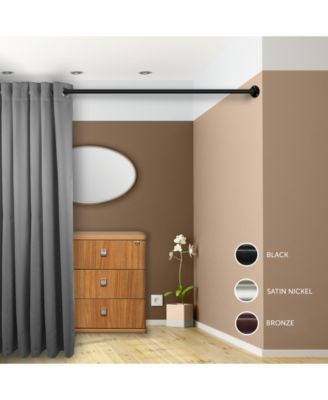 Rod Desyne - 1" Adjustable 66-115 inch Room Divider Rod and Socket Set - Black
