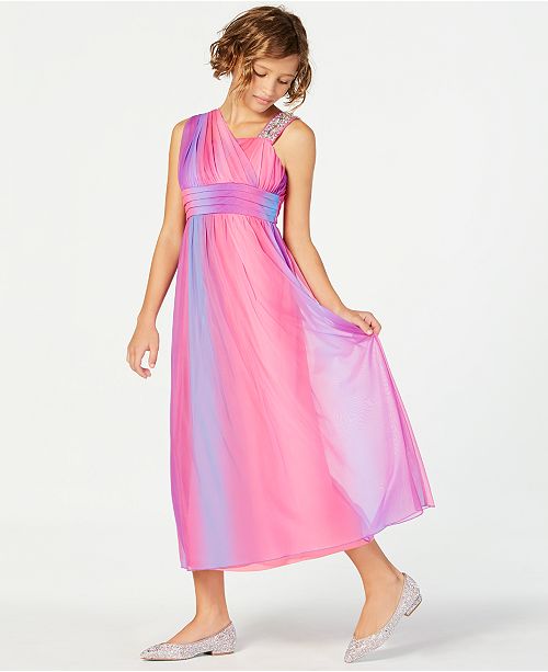 My Michelle Embellished Strap One Shoulder Maxi Dress Big Girls