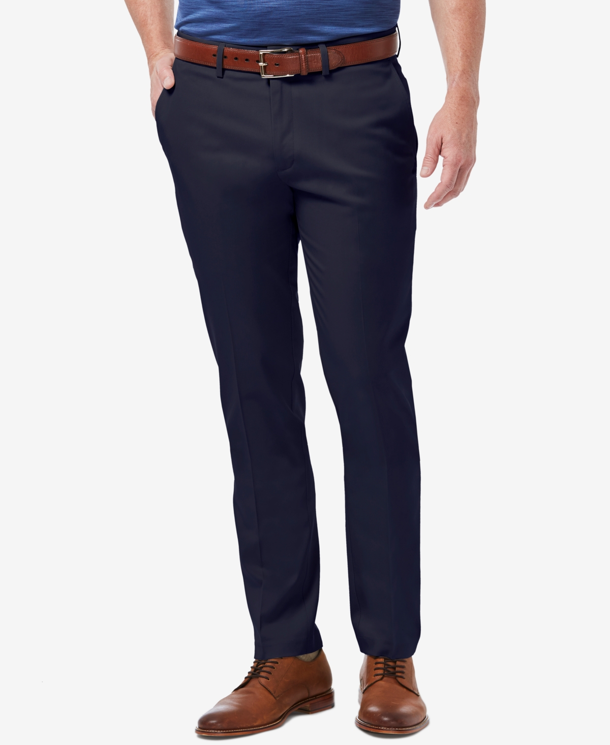 Men's Premium No Iron Khaki Slim-Fit Flat Front Pants - Black