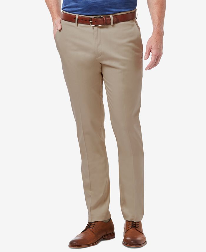 Haggar Men's Premium No Iron Khaki Slim-Fit Flat Front Pants & Reviews Pants - Men - Macy's