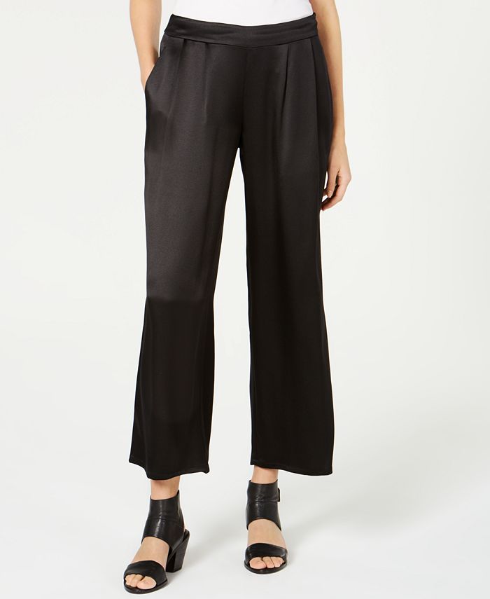Eileen Fisher Silk Wide-Leg Pants - Macy's