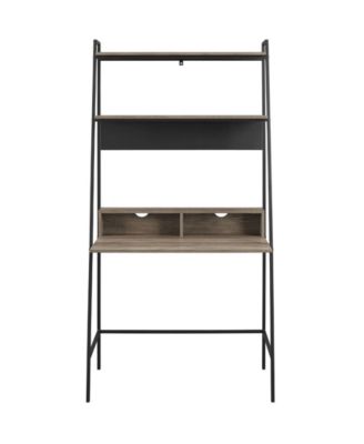 Walker Edison - 36 inch Metal and Wood Ladder Desk in Grey Wash