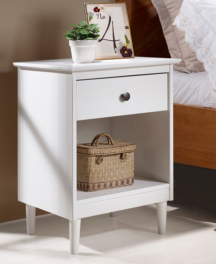 Walker Edison 1 Drawer Solid Wood Nightstand in White Macy's