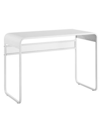 Walker Edison - 42 inch Metal Desk with curved top in Matte White