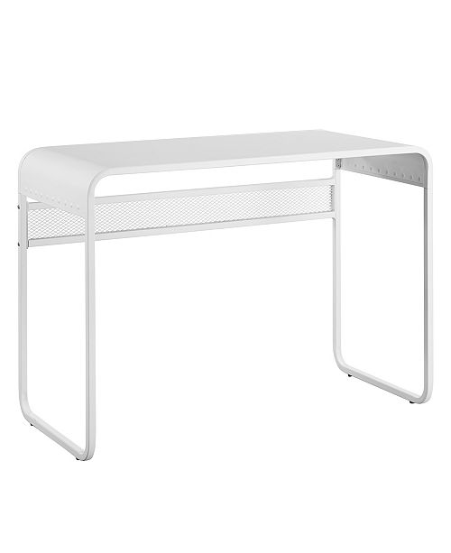 Walker Edison 42 Inch Metal Desk With Curved Top In Matte White