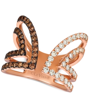 image of Le Vian Nude Diamonds & Chocolate Diamonds Cuff Statement Ring (1-1/6 ct. t.w.) in 14k Rose Gold