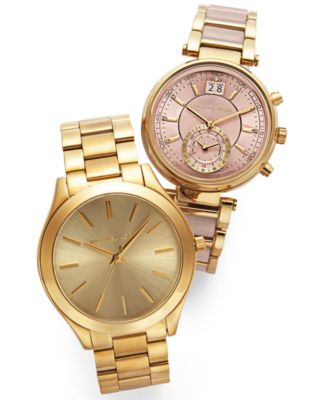 Unisex Slim Runway Gold-Tone Stainless Steel Bracelet Watch 42mm