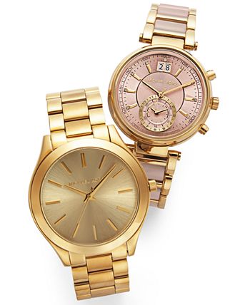 Michael Kors - Women's Slim Runway Gold-Tone Stainless Steel Bracelet Watch 42mm