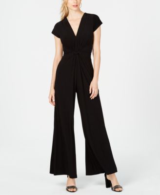 Vince Camuto Twist-Front Plunge Jumpsuit - Macy's